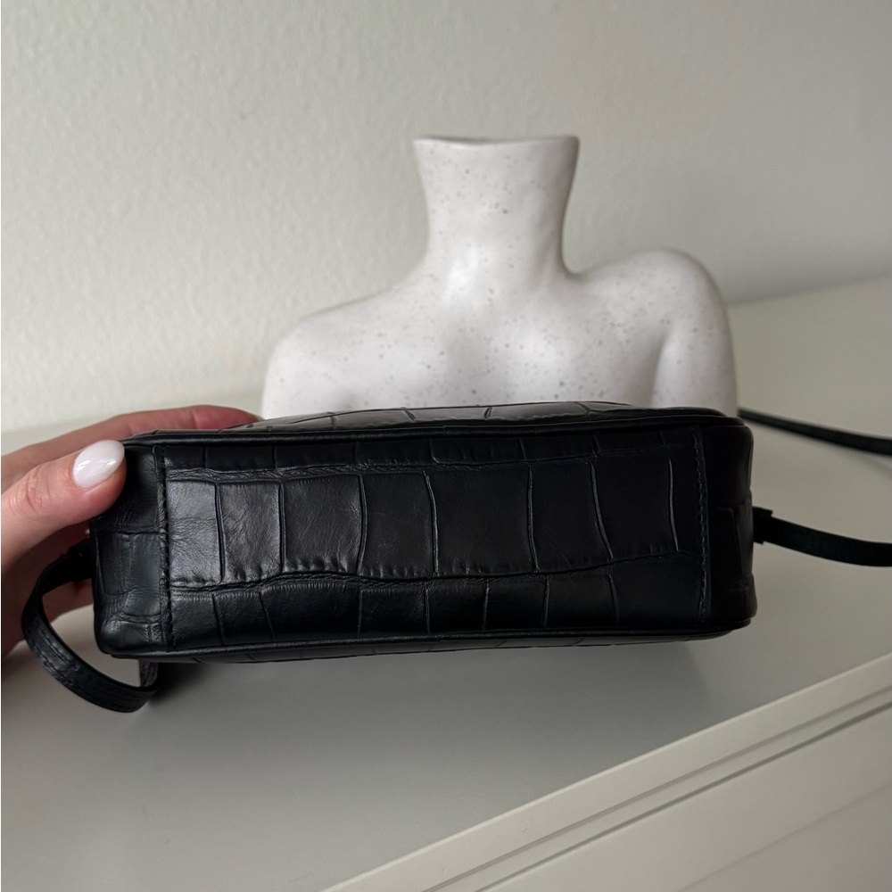 Furla Black Croc-Patterned Leather Camera Crossbody Bag - Picture 11 of 12